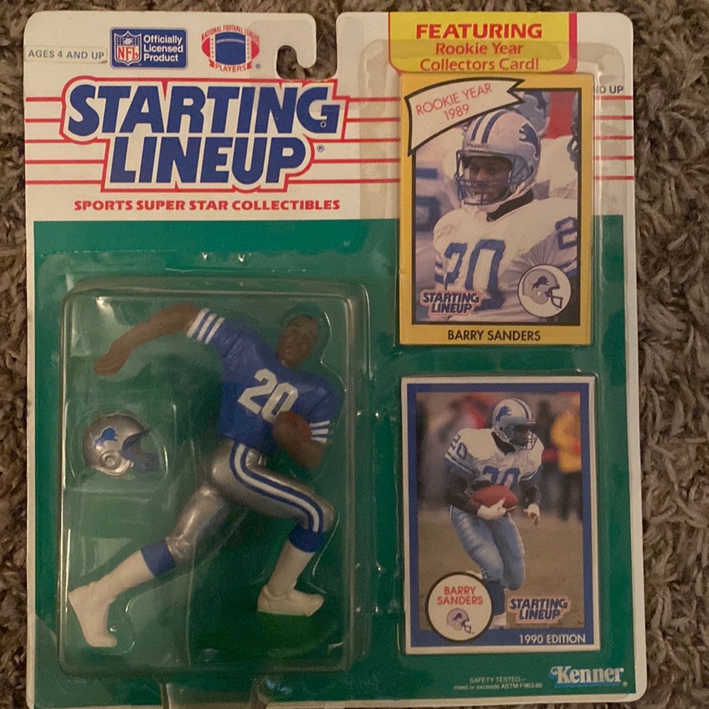 Barry Sanders rookie card and figure